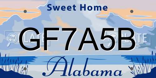 GF7A5B Alabama License Plate