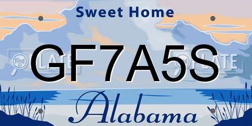 GF7A5S Alabama License Plate