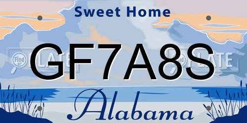 GF7A8S Alabama License Plate