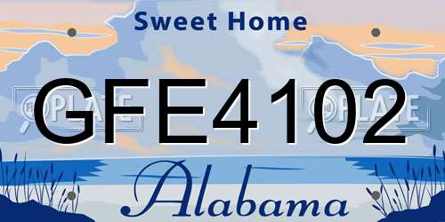 GFE4102 Alabama License Plate