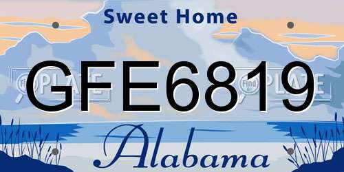 GFE6819 Alabama License Plate