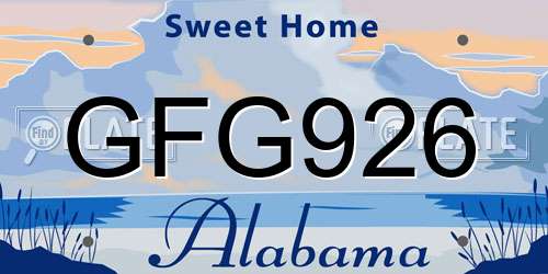 GFG926 Alabama License Plate
