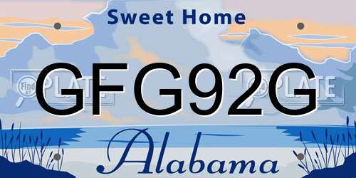 GFG92G Alabama License Plate