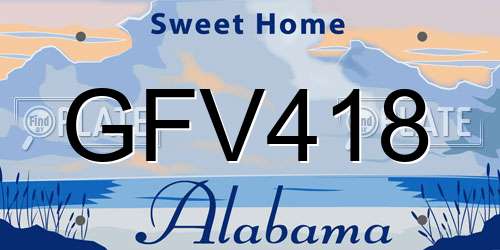 GFV418 Alabama License Plate