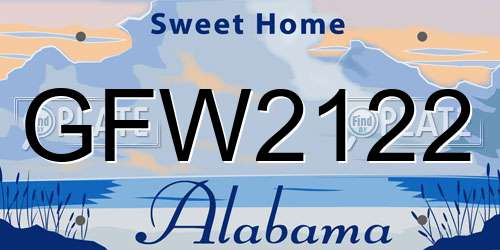 GFW2122 Alabama License Plate