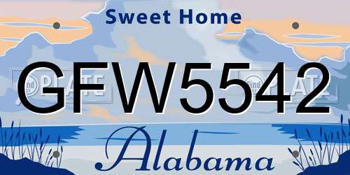 GFW5542 Alabama License Plate