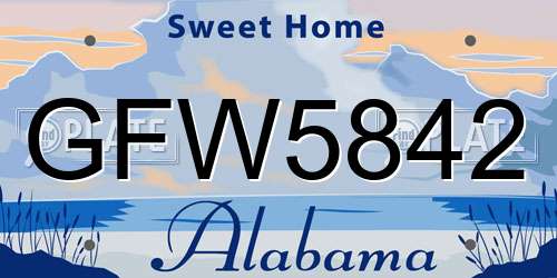 GFW5842 Alabama License Plate