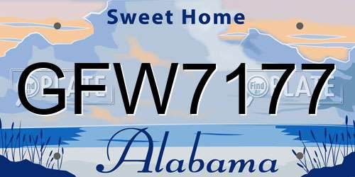 GFW7177 Alabama License Plate