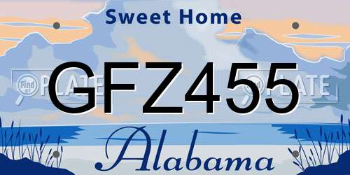 GFZ455 Alabama License Plate