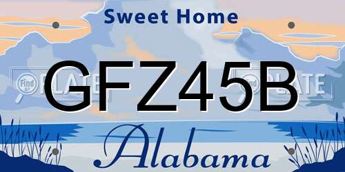 GFZ45B Alabama License Plate