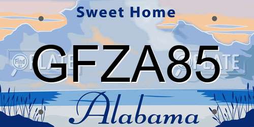 GFZA85 Alabama License Plate