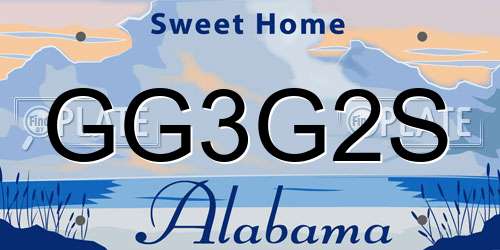 GG3G2S Alabama License Plate