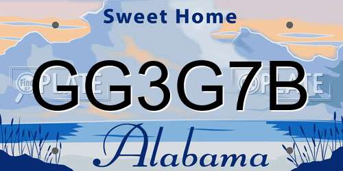 GG3G7B Alabama License Plate