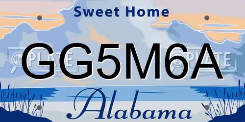 GG5M6A Alabama License Plate