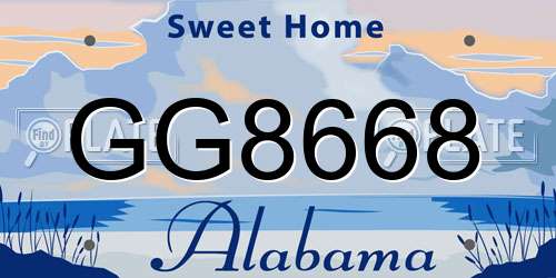 GG8668 Alabama License Plate