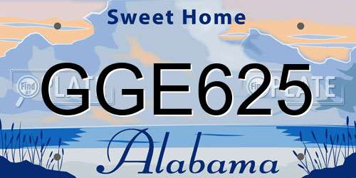 GGE625 Alabama License Plate