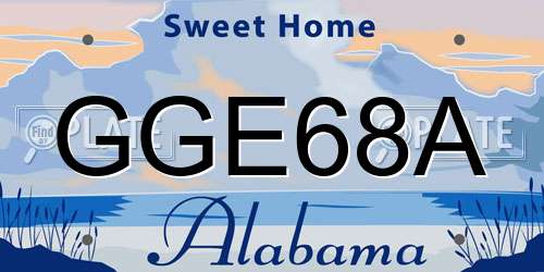 GGE68A Alabama License Plate
