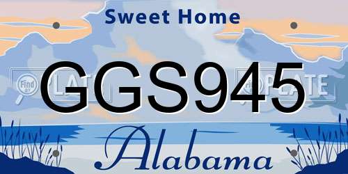 GGS945 Alabama License Plate