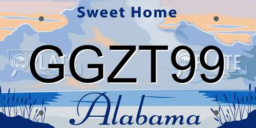 GGZT99 Alabama License Plate