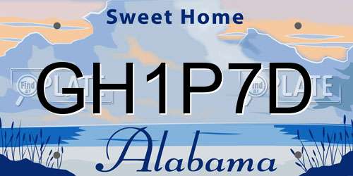 GH1P7D Alabama License Plate