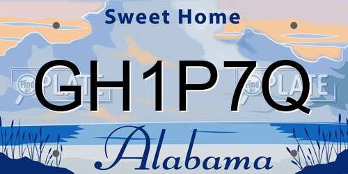 GH1P7Q Alabama License Plate
