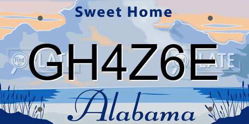 GH4Z6E Alabama License Plate