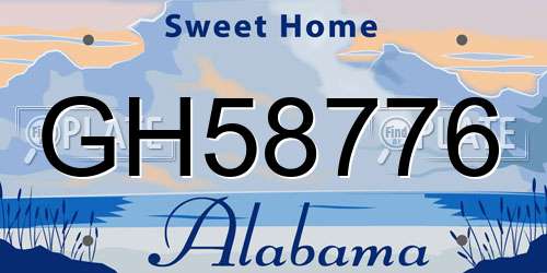 GH58776 Alabama License Plate