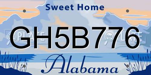 GH5B776 Alabama License Plate