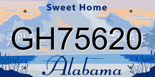 GH75620 Alabama License Plate