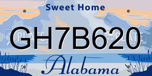 GH7B620 Alabama License Plate