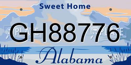 GH88776 Alabama License Plate