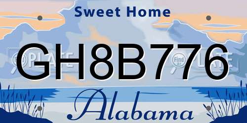 GH8B776 Alabama License Plate