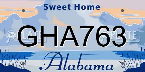 GHA763 Alabama License Plate
