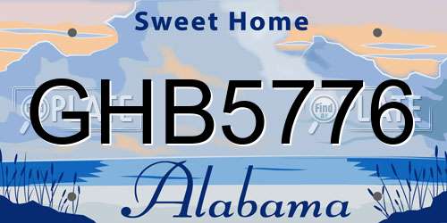 GHB5776 Alabama License Plate