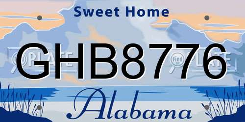 GHB8776 Alabama License Plate