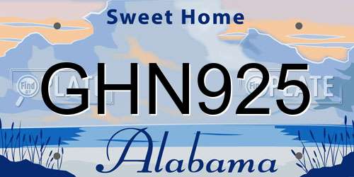 GHN925 Alabama License Plate