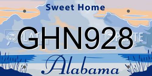 GHN928 Alabama License Plate