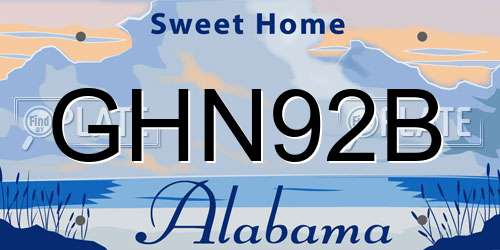GHN92B Alabama License Plate