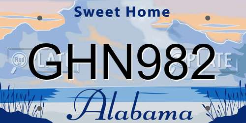 GHN982 Alabama License Plate