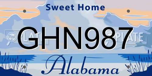 GHN987 Alabama License Plate