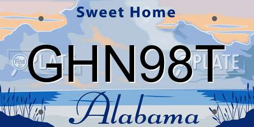 GHN98T Alabama License Plate