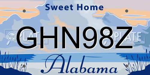 GHN98Z Alabama License Plate