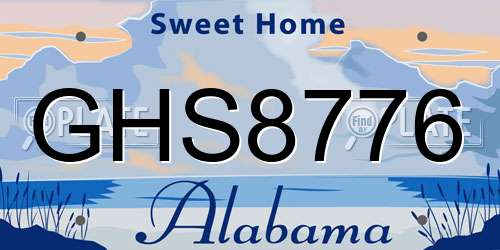 GHS8776 Alabama License Plate
