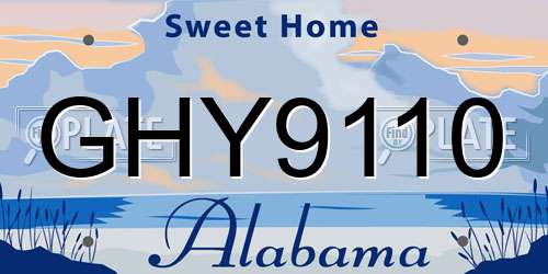 GHY9110 Alabama License Plate