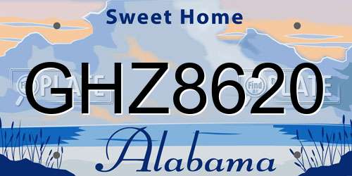 GHZ8620 Alabama License Plate