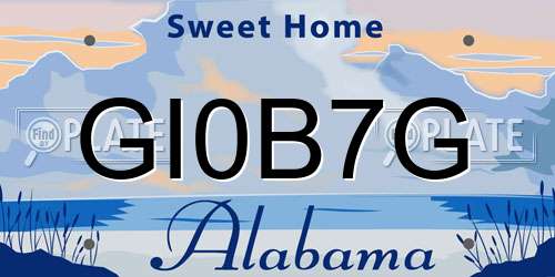 GI0B7G Alabama License Plate