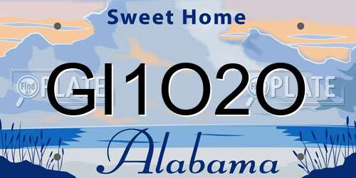GI1O2O Alabama License Plate