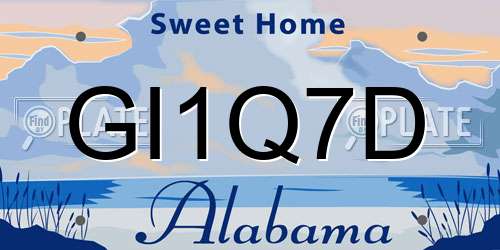GI1Q7D Alabama License Plate