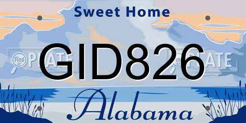GID826 Alabama License Plate