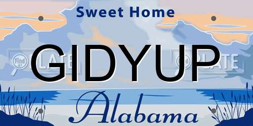 GIDYUP Alabama License Plate